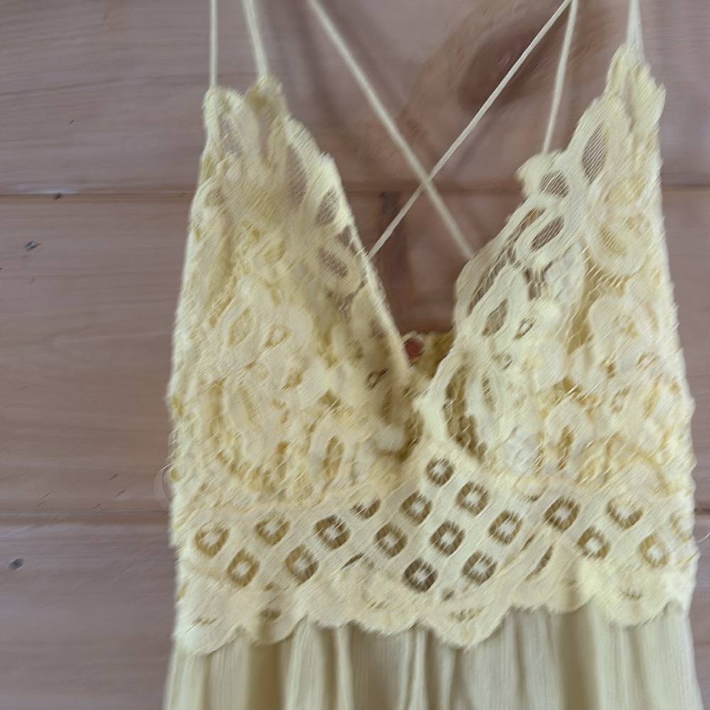Free People  Adella Crochet Lace Ruffle Slip Mini Dress Size m new - Picture 5 of 5